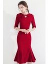 Vintage Bow Knot Bodycon Mermaid Party Dress With Half Sleeves - HTX97037