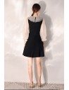 Little Black Short Party Dress With Cute Baby Collar Bubble Sleeves - HTX97047