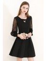 Gorgeous Bubble Long Sleeve Black Party Dress Semi Formal - HTX97029