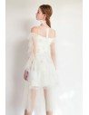 Fairy Aline Short Tulle Party Dress Sheer Neck With Sleeves - HTX97050