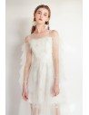 Fairy Aline Short Tulle Party Dress Sheer Neck With Sleeves - HTX97050