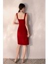 Slim Little Red Party Dress With Side Slit Straps - HTX97057
