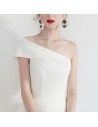 White One Shoulder Formal Party Dress With Side Slit - HTX97027