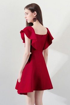 Special Red Square Neck Aline Party Dress For Semi Formal - HTX97014