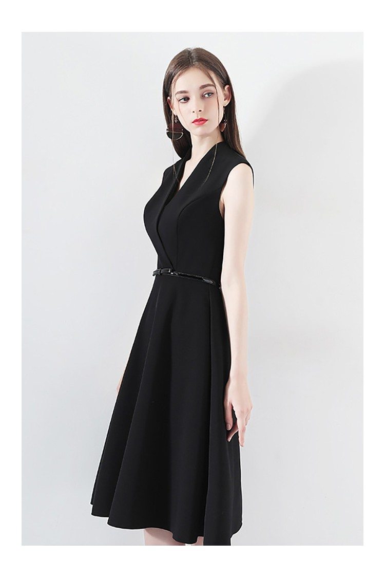 Black Short Aline Party Dress Wrap Vneck With Sash - $68.2 #HTX97012 ...