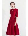 Fashion Red Semi Party Dress Half Sleeve With Retro Bow - HTX97023