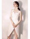 Chic White Bodycon Short Party Dress Fitted With Slit - HTX97078