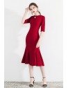 Bodycon Mermaid Chic Red Retro Party Dress With Half Sleeves - HTX97019