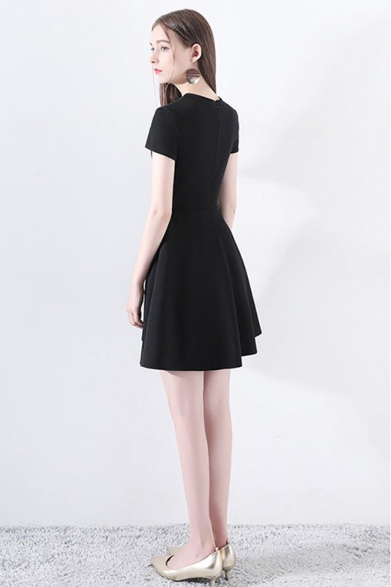 Chic Little Black Dress Short With Bow Knot Sleeves - $60.9768 # ...