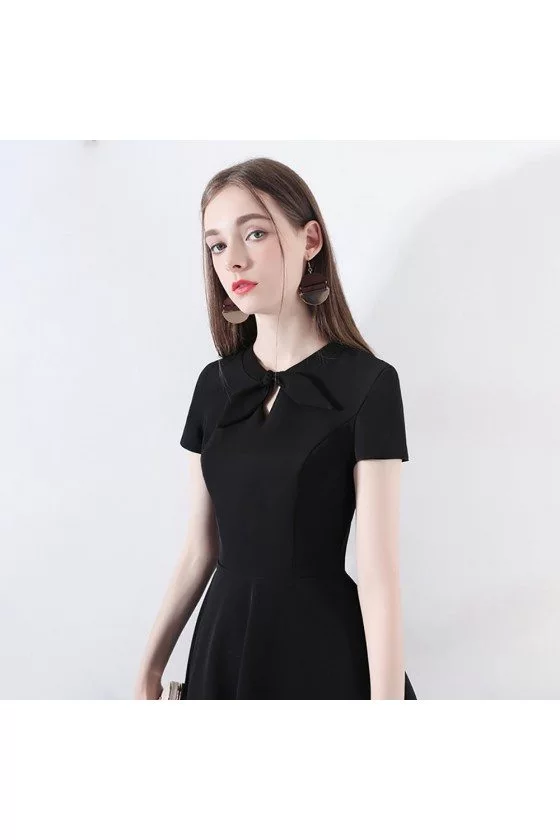 little black dress bow Chantal Bow Velvet Mini Dress: Black Mini Dress for Cocktail Party