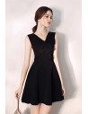 Simple Little Black Flare Party Dress Vneck Sleeveless - HTX97068