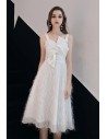 Pretty White Lace Birthday Party Dress With Big Bow Front - HTX97034
