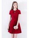 Chic Little Red Dress Short With Bow Knot Sleeves - HTX97015