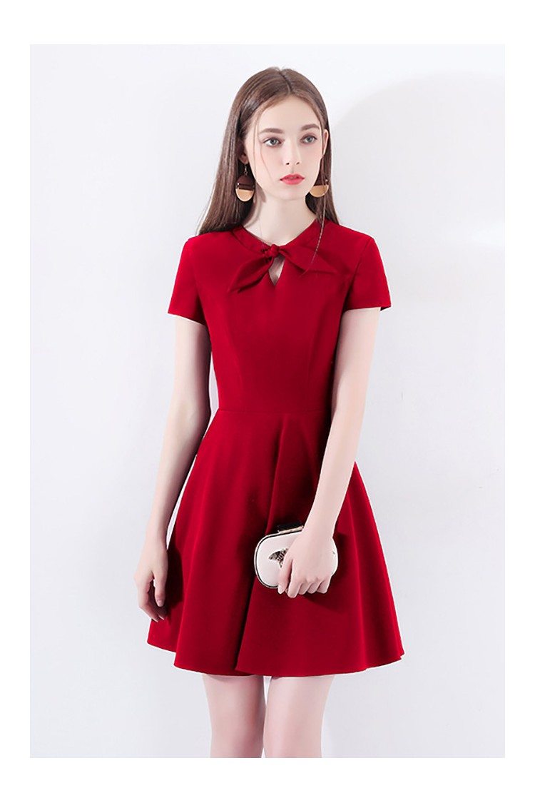 Chic Little Red Dress Short With Bow Knot Sleeves - $60.9768 #HTX97015 ...