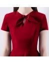 Chic Little Red Dress Short With Bow Knot Sleeves - HTX97015