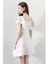 Special White Square Neck Aline Party Dress For Semi Formal - HTX97010