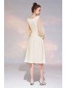 Champagne Knee Length Party Dress Aline With 3/4 Sleeves - HTX97043