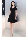 Little Black Chic V-neck Hoco Party Dress Fit And Flare - HTX97007