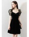 Unique Little Black Party Dress With Bubble Sleeves - HTX97003