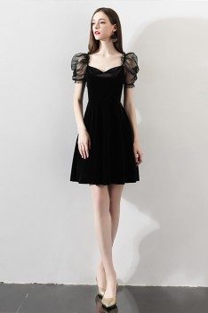 Unique Little Black Party Dress With Bubble Sleeves - HTX97003