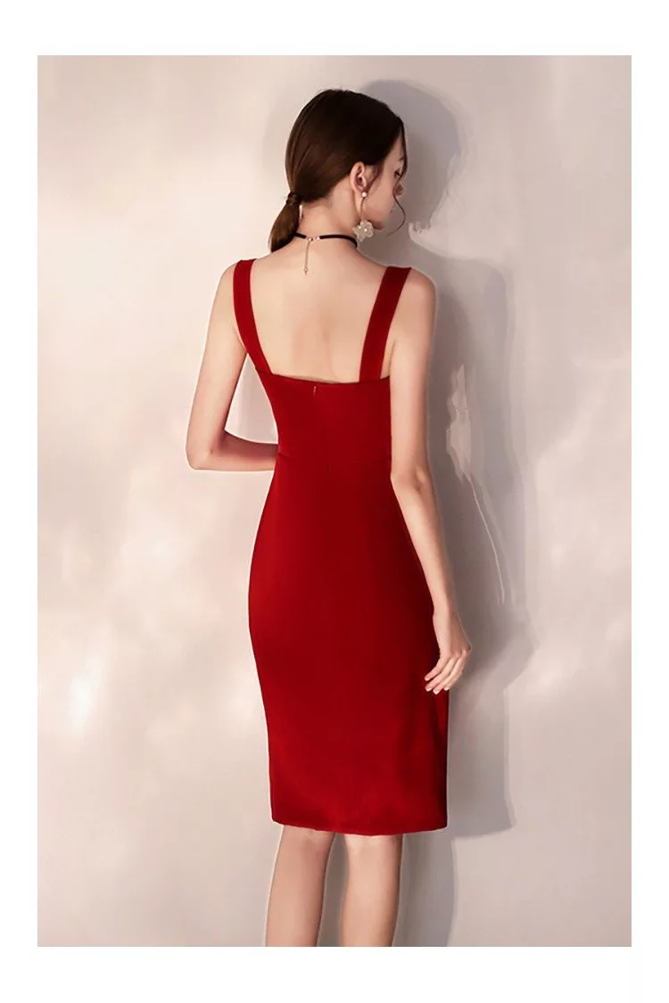 Real Photo Mini Dark Red Cocktail Dress Satin Spaghetti Straps Sweetheart  Crystal Beading Short Prom Party Gown Homecoming Dress - AliExpress