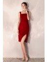 Little Red Short Party Dress Bodycon Fitted With Slit - HTX97059