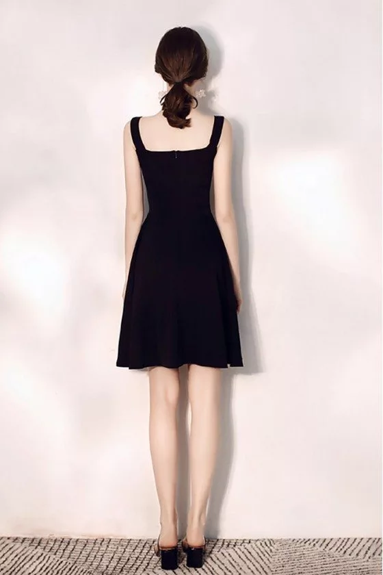 Little Black Aline Semi Formal Party Dress With Straps - $62.9784 # ...