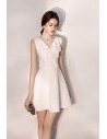 Pretty White Flare Short Hoco Dress With Vneck Sleeveless - HTX97073