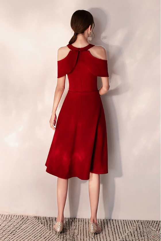 Simple Short Halter Burgundy Party Dress Semi Formal - $62.7 #HTX97058 ...