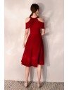 Simple Short Halter Burgundy Party Dress Semi Formal - HTX97058