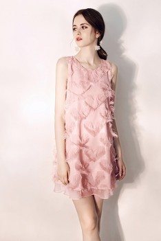 Cute Pink Sleeveless Short Party Dress Semi Formal - HTX97077