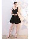 Little Black Chic Short Party Dress Aline With Straps - HTX97001