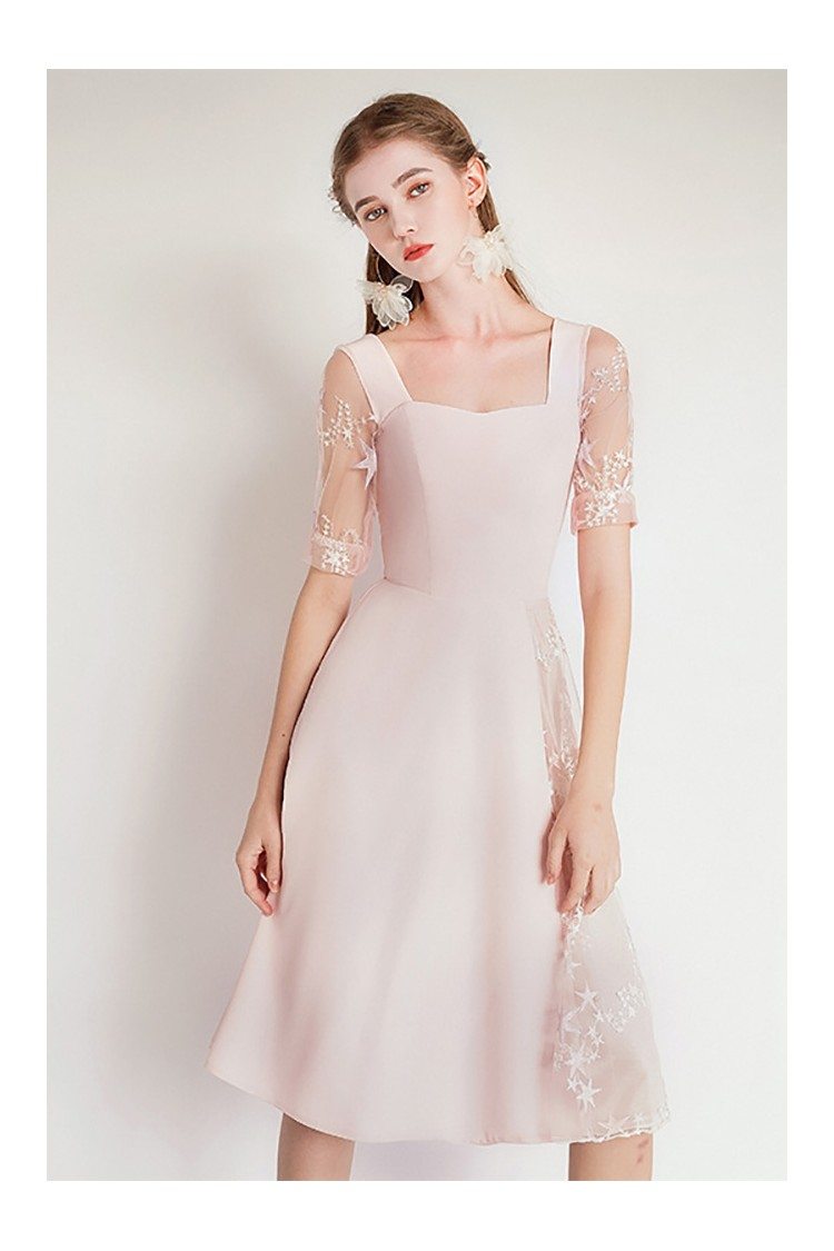 Pretty Pink Lace Party Dress With Short Sleeves - $64.9 #HTX97052 ...
