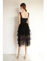 Black Tulle Aline Short Party Dress Slim With Straps - HTX97048