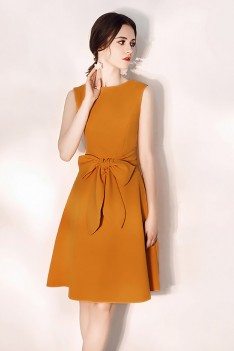 Sleeveless Short Party Dress Aline Bow Knot In Front - HTX97065