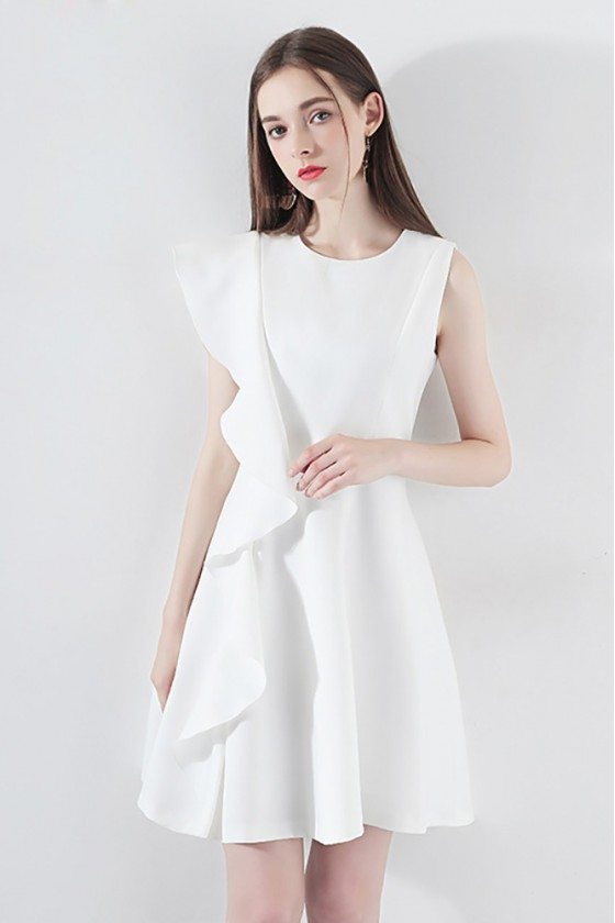 white aline dress with sleeves