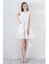 Chi White Asymmetrical Sleeve Party Dress Aline With Ruffles - HTX97011
