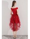 Cute Red Puffy Homecoming Dress High Low With Ruffles - BLS97038