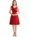 Chic Short Aline Little Red Party Dress With Asymmetrical Straps - BLS97047