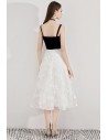 Black And White Knee Length Party Dress Lace With Straps - BLS97018