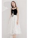 Black And White Knee Length Party Dress Lace With Straps - BLS97018