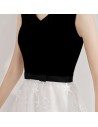 Black And White Lace Party Dress Midi Length Sleeveless - BLS97028