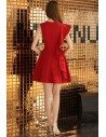 Little Red Chic Short Party Dress With One Sleeve - BLS97050