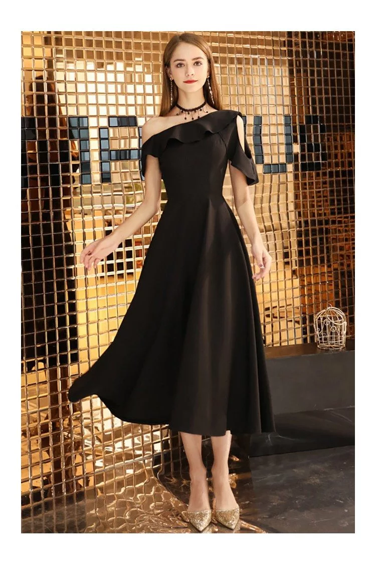 Chic Black Midi Dress Aline For Semi Formal - $75 #BLS97040 - SheProm.com