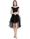 Black Puffy Short Party Dress High Low With Ruffles - BLS97015