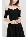 Black Chic Off Shouler Midi Party Dress Aline - BLS97022