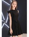 Little Black Chic Short Party Dress With One Sleeve - BLS97049