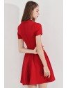 Retro Little Red Hoco Dress Bow Knock With Short Sleeves - BLS97014