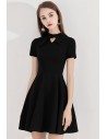 Little Black Short Party Dress With Short Sleeves - BLS97013