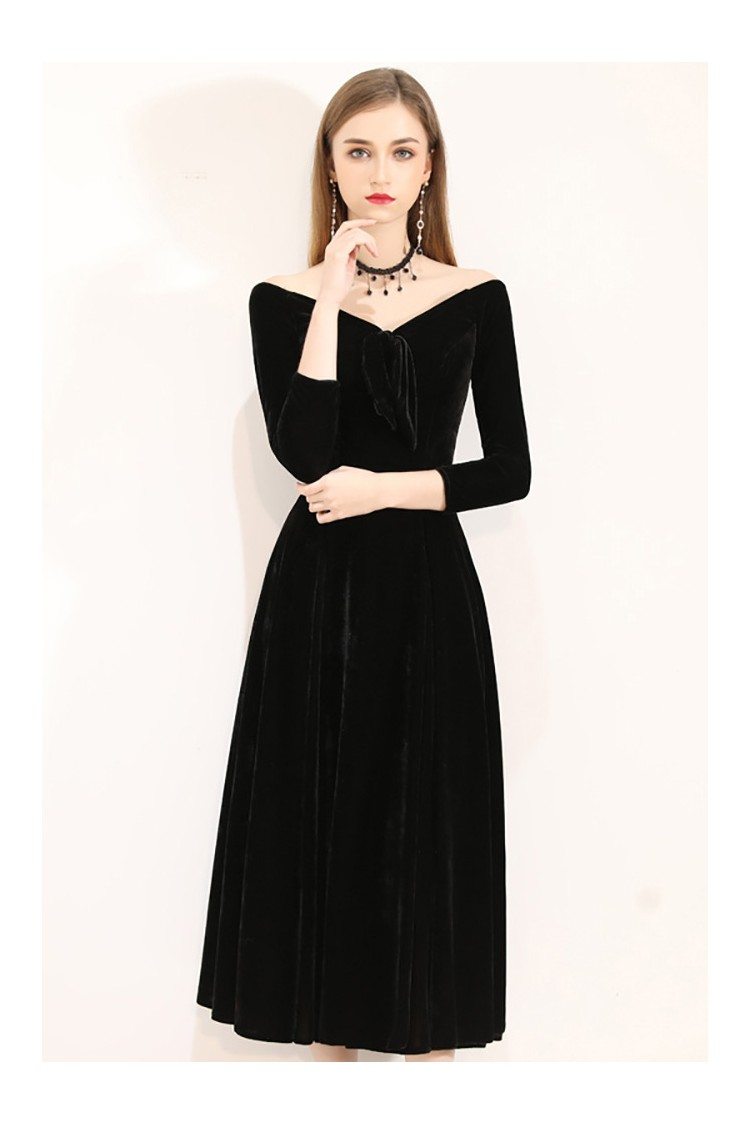 Gorgeous Off Shoulder Midi Dress Vneck With 3/4 Sleeves - $64.98 # ...